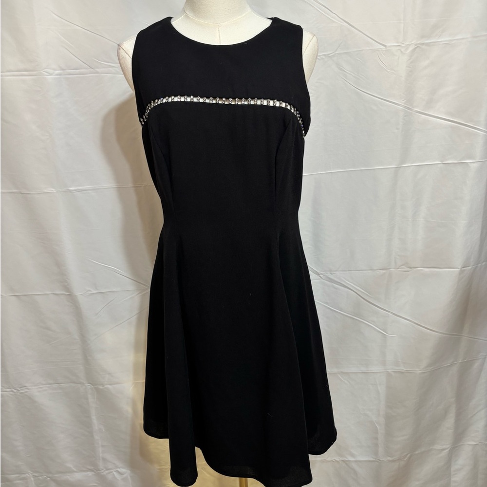 CDC Evening Black‎ Sleeveless Cocktail Dress Rhinestone Detail Size 10
